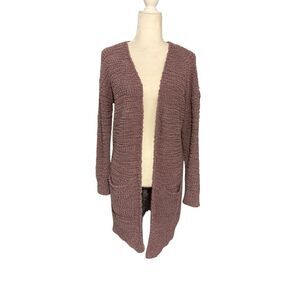 Merokeety chunky knit open front mauve cardigan - M